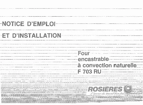 Mode d'emploi ROSIERES F 703 RU