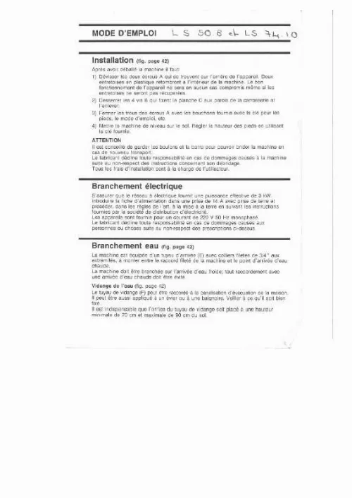 Mode d'emploi ROSIERES LS 74.10