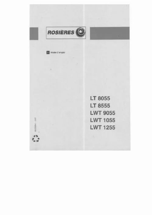 Mode d'emploi ROSIERES LWT 1255