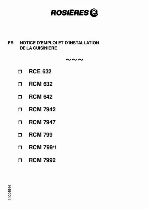 Mode d'emploi ROSIERES RCM 799-1