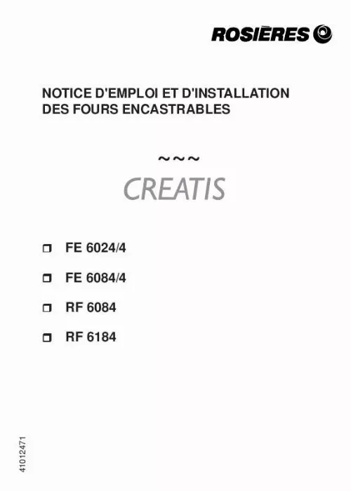 Mode d'emploi ROSIERES RF 6184