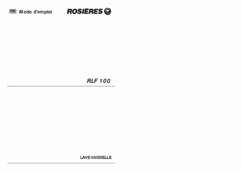 Mode d'emploi ROSIERES RLF100 & RLF 100