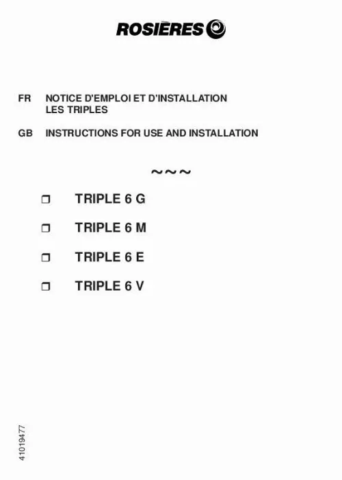 Mode d'emploi ROSIERES TRIPLE 6 V