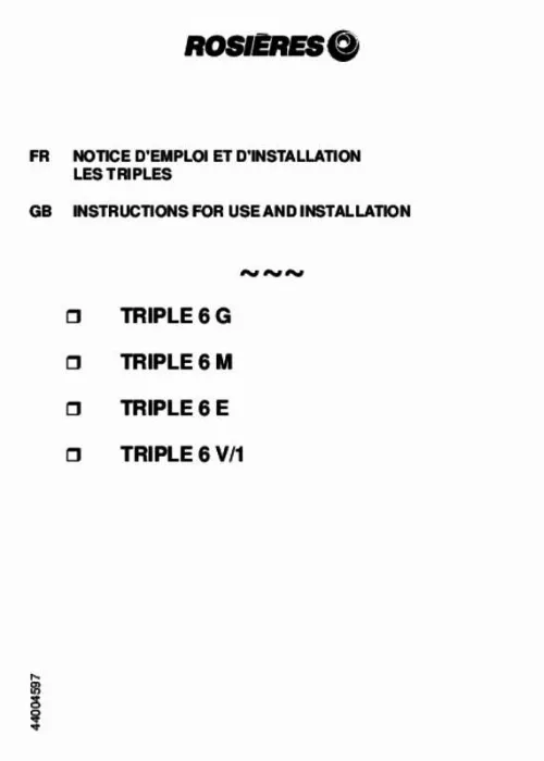 Mode d'emploi ROSIERES TRIPLE 6E