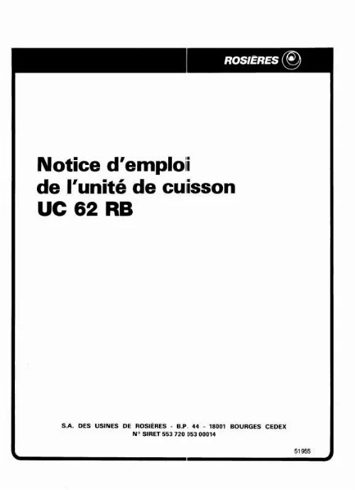 Mode d'emploi ROSIERES UC 62 RB