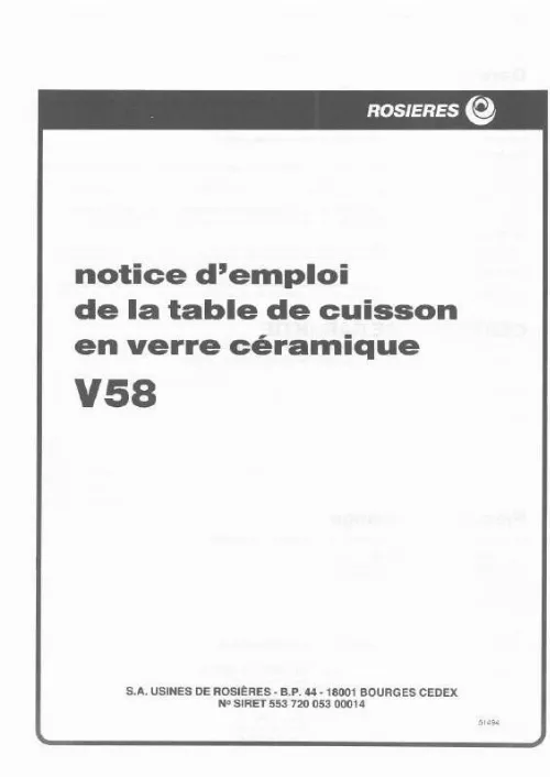 Mode d'emploi ROSIERES V 58