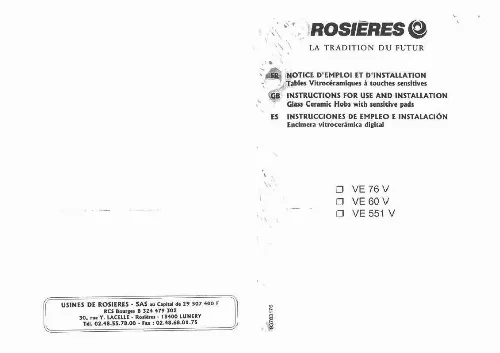 Mode d'emploi ROSIERES VE 551 V