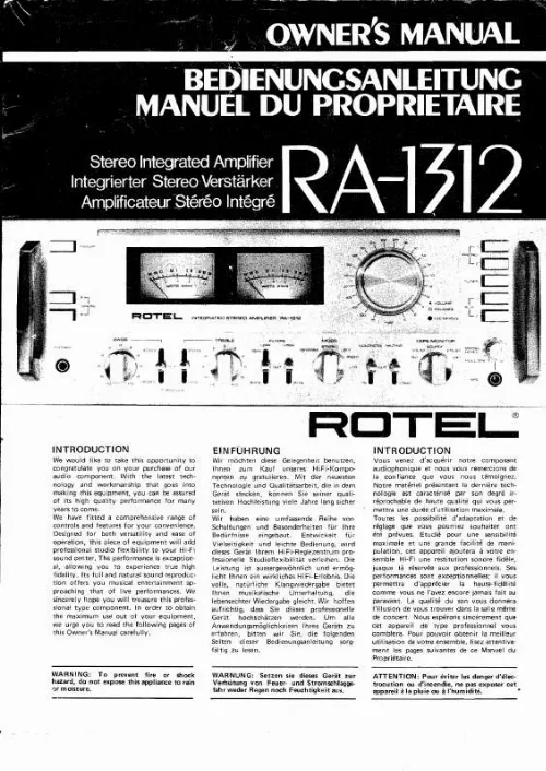 Mode d'emploi ROTEL RA-1312