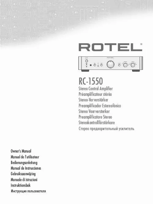 Mode d'emploi ROTEL RC-1550