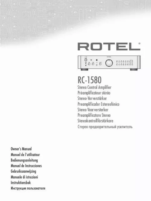 Mode d'emploi ROTEL RC-1580