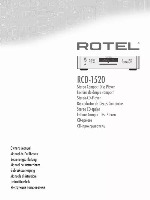 Mode d'emploi ROTEL RCD-1520