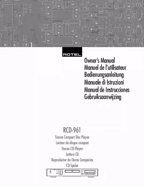 Mode d'emploi ROTEL RCD-961