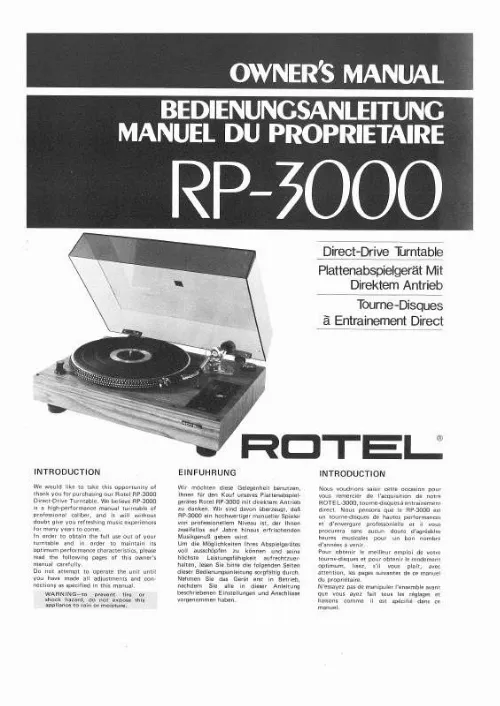 Mode d'emploi ROTEL RP-3000
