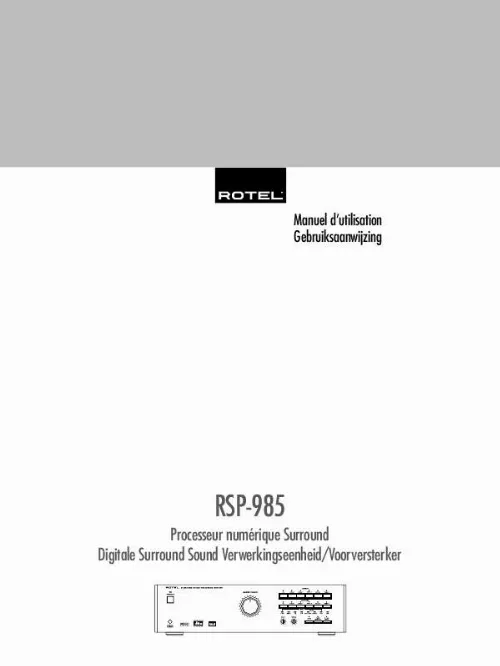 Mode d'emploi ROTEL RSP-985