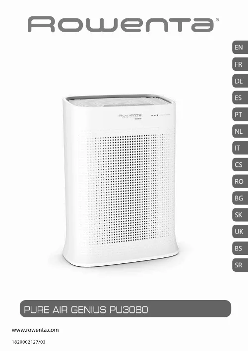 Mode d'emploi ROWENTA PURE AIR GENIUS PU3080