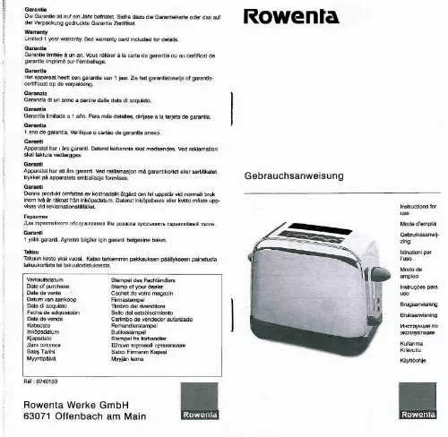 Mode d'emploi ROWENTA TP 081