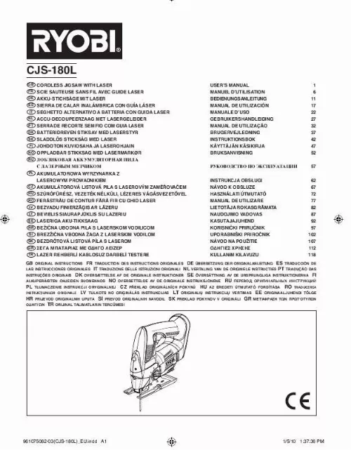 Mode d'emploi RYOBI CJS-180L