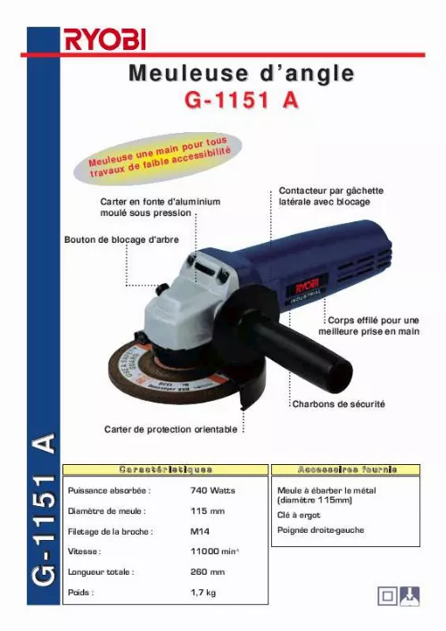 Mode d'emploi RYOBI G-1151 A