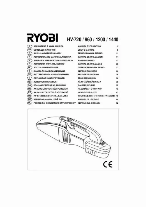 Mode d'emploi RYOBI HV-1200