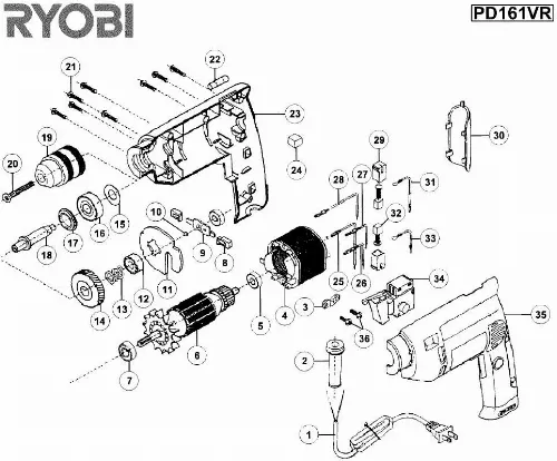 Mode d'emploi RYOBI PD161VR