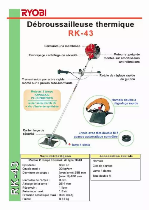Mode d'emploi RYOBI RK-43