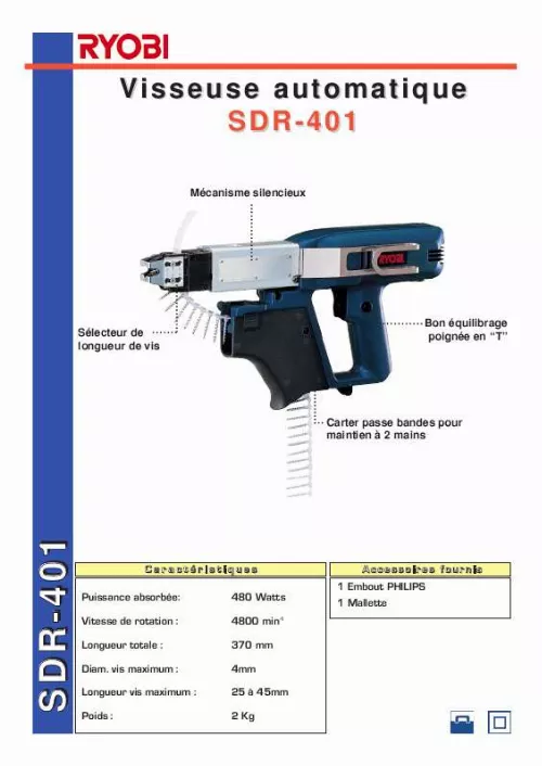 Mode d'emploi RYOBI SDR-401