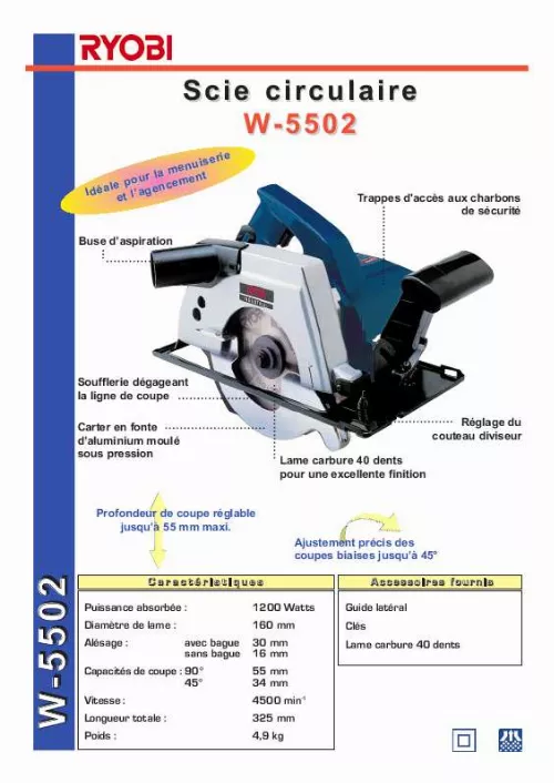 Mode d'emploi RYOBI W-5502