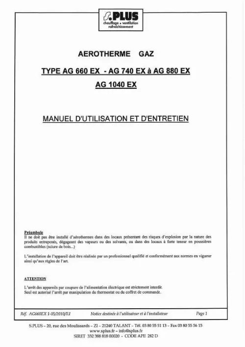 Mode d'emploi S.PLUS AG 1040 EX