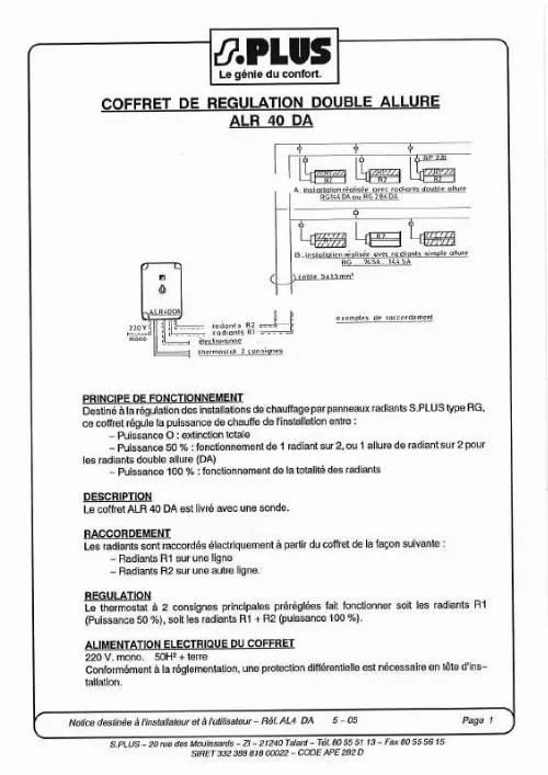 Mode d'emploi S.PLUS ALR 40 DA