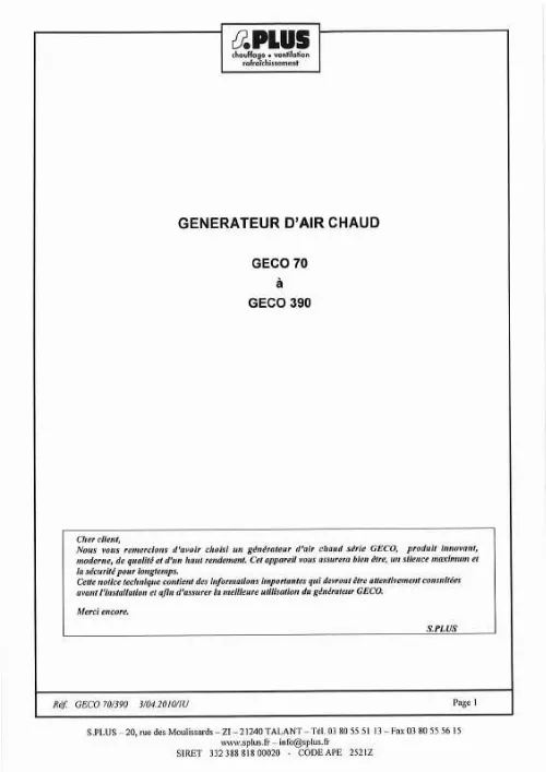 Mode d'emploi S.PLUS GECO 100