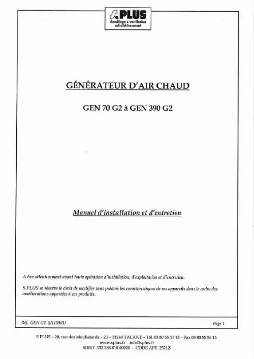 Mode d'emploi S.PLUS GEN 120 G2