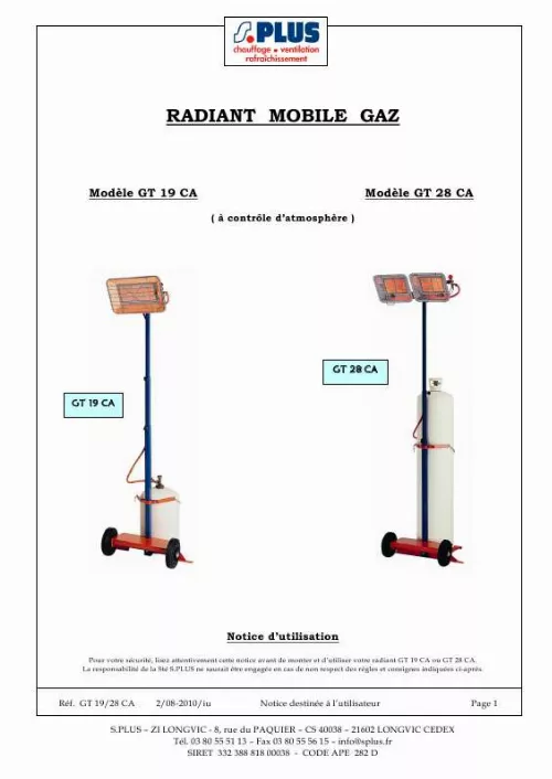 Mode d'emploi S.PLUS GT 19 CA