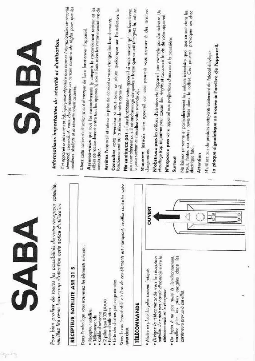 Mode d'emploi SABA ASR 31 S