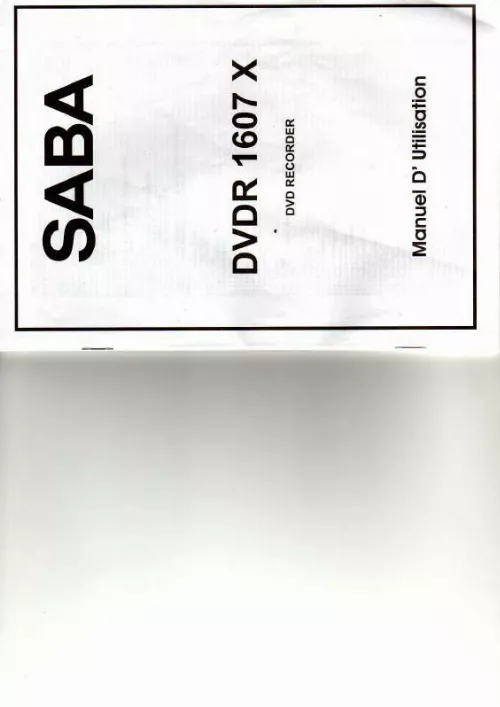 Mode d'emploi SABA DVDR 1607 X