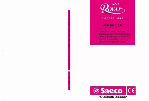 Mode d'emploi SAECO ROYAL COFFEE BAR