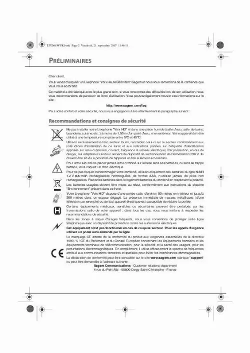 Mode d'emploi SAGEM D66W