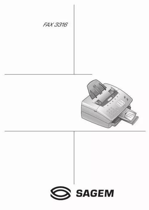 Mode d'emploi SAGEM FAX 3316