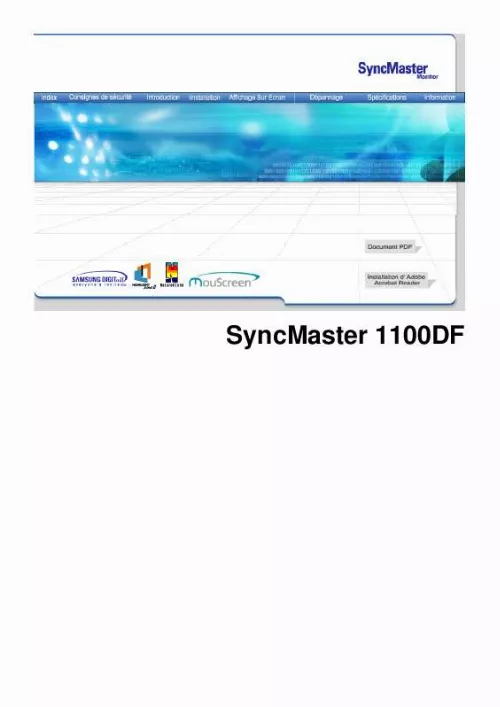 Mode d'emploi SAMSUNG SYNCMASTER 1100DF
