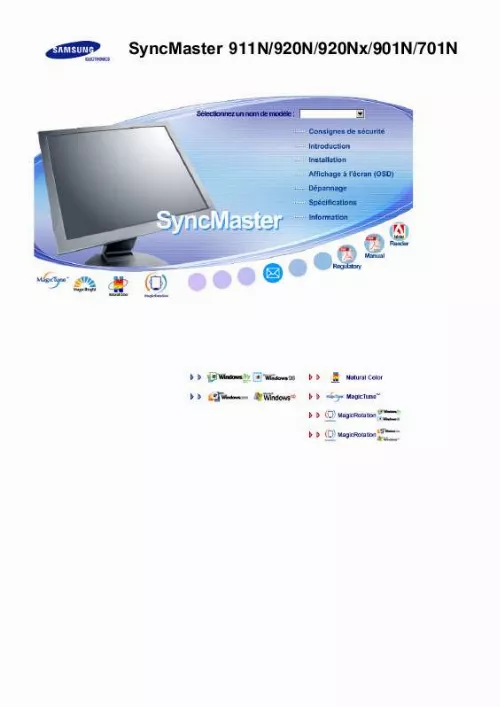 Mode d'emploi SAMSUNG SYNCMASTER 920NX