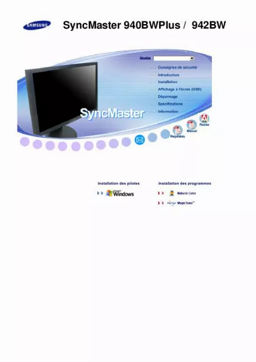 Mode d'emploi SAMSUNG SYNCMASTER 940BW PLUS