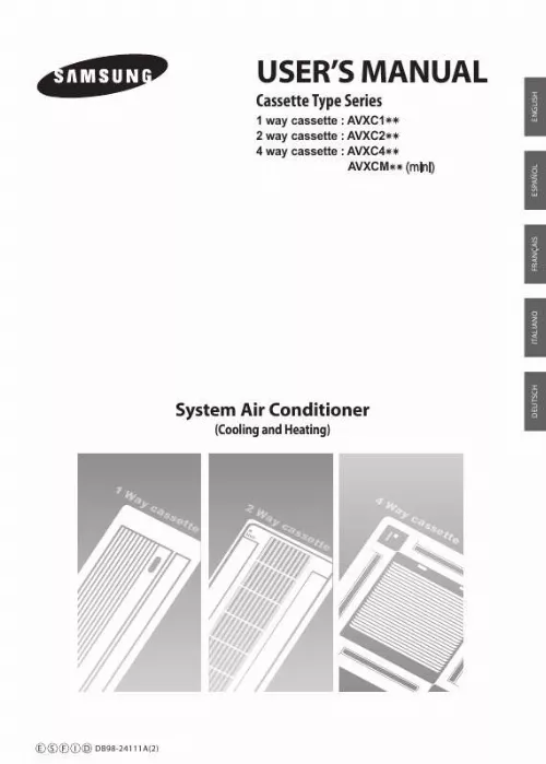 Mode d'emploi SAMSUNG AV-XC1H036EA