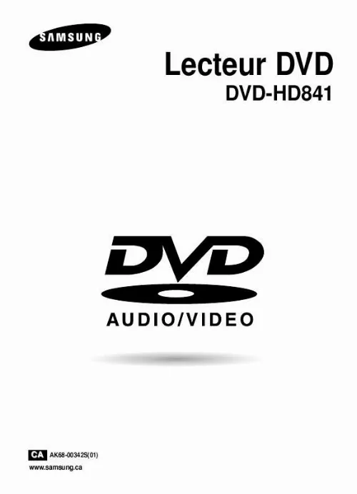 Mode d'emploi SAMSUNG DVD-HD841