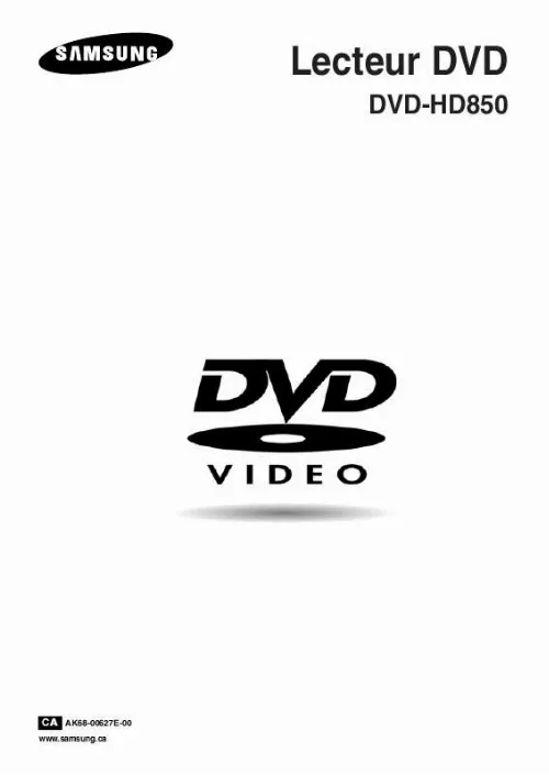 Mode d'emploi SAMSUNG DVD-HD850B