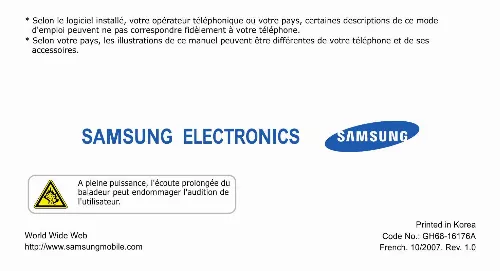 Mode d'emploi SAMSUNG G800