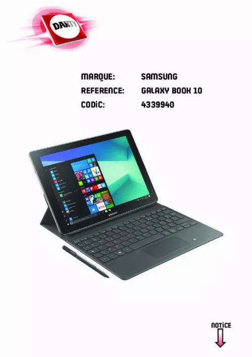 Mode d'emploi SAMSUNG GALAXY BOOK 10 SM-W620 64 GO WI-FI