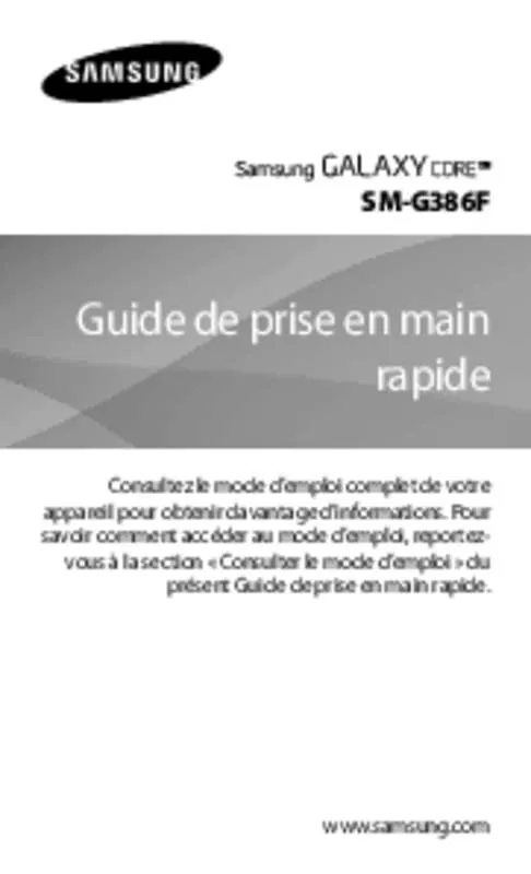 Mode d'emploi SAMSUNG GALAXY CORE 4G 4.5 POUCES - SM-G386F