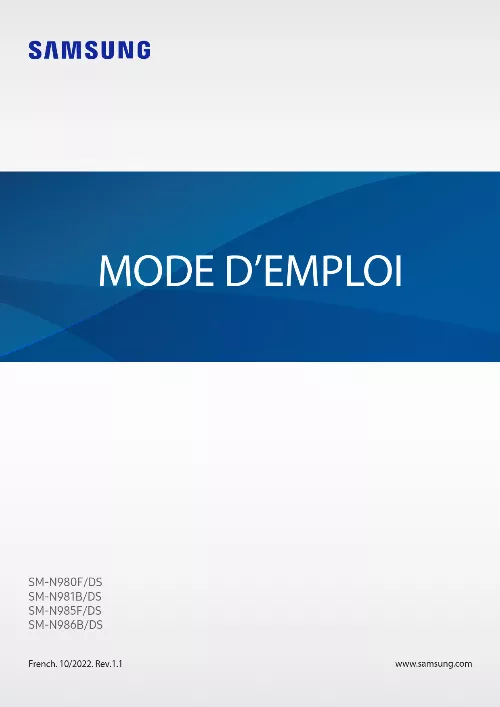 Mode d'emploi SAMSUNG GALAXY NOTE 20 5G SM-N981