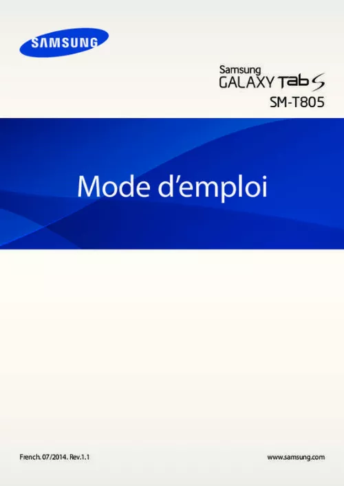 Mode d'emploi SAMSUNG GALAXY TAB S 10.5'' 4G BLANC NEIGE