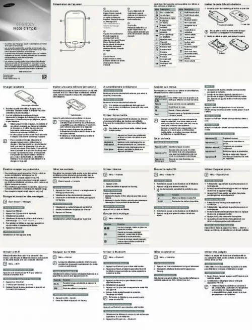 Mode d'emploi SAMSUNG GT-S3800W