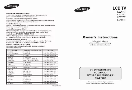 Mode d'emploi SAMSUNG LE-32R71W